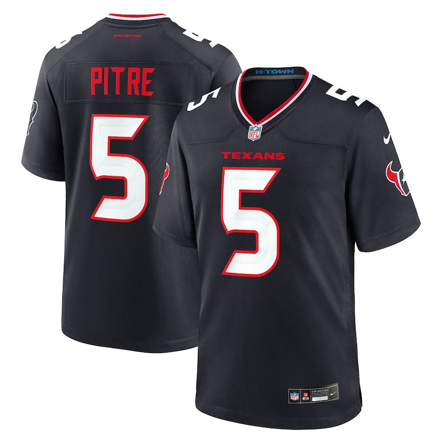 Men Houston Texans 5 Jalen Pitre Nike Navy Game NFL Jersey